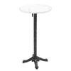 Oviala 60 cm ronde hoge tafel kantelbaar wit/zilver en zwart marmeren blad