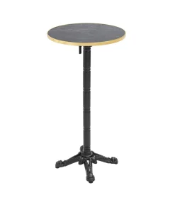Oviala 60 cm ronde hoge tafel kantelbaar zwart/goud en zwart marmeren blad