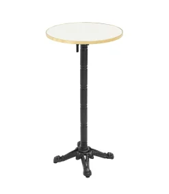 Oviala 60 cm ronde hoge tafel met kantelbaar wit/gouden blad en zwarte poten