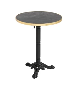 Oviala 60 cm verstelbare zwartmarmeren terrastafel en 2 rode stoelen