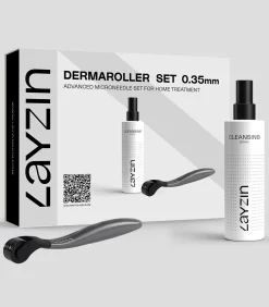 LAYZIN 0,35 mm Dermaroller set inclusief cleansing spray