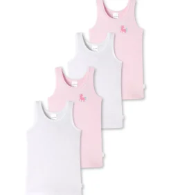 Kinderen SCHIESSER 4 pack fijnrib Organic Cotton - onderhemd