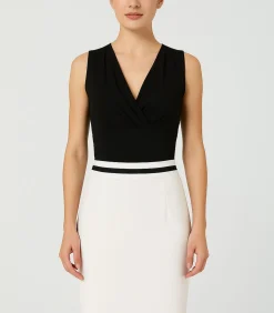 DAMES Conquista Aansluitende kokerrok met contrasterende zwarte streep