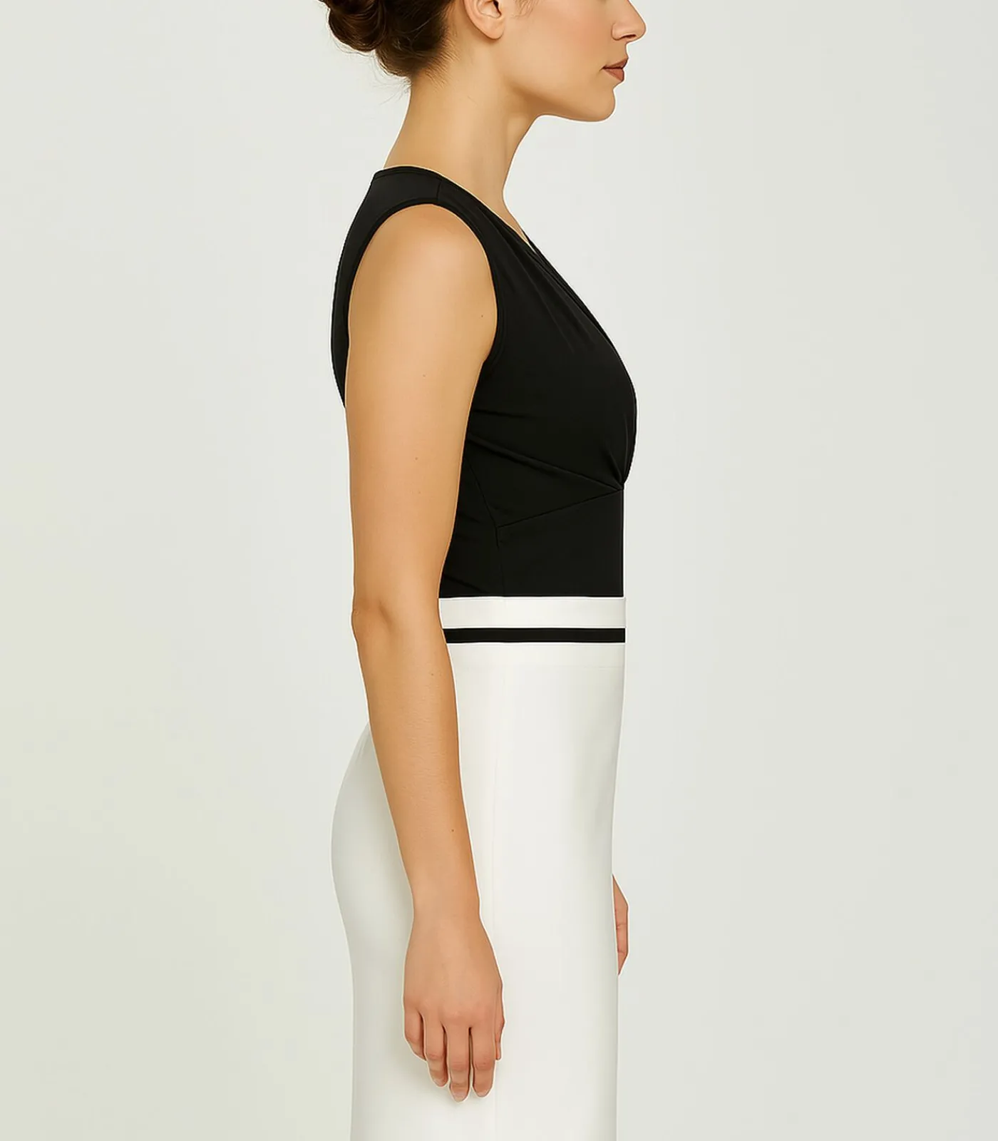 DAMES Conquista Aansluitende kokerrok met contrasterende zwarte streep