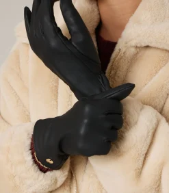 DAMES Deeluxe ACTS - Eenvoudige leren handschoenen met metalen logodetail