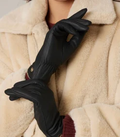 DAMES Deeluxe ACTS - Eenvoudige leren handschoenen met metalen logodetail