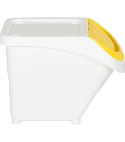 vidaXL Afvalbakken met deksels stapelbaar 3 st PP 78 L wit