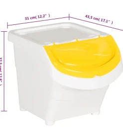 vidaXL Afvalbakken met deksels stapelbaar 3 st PP 78 L wit