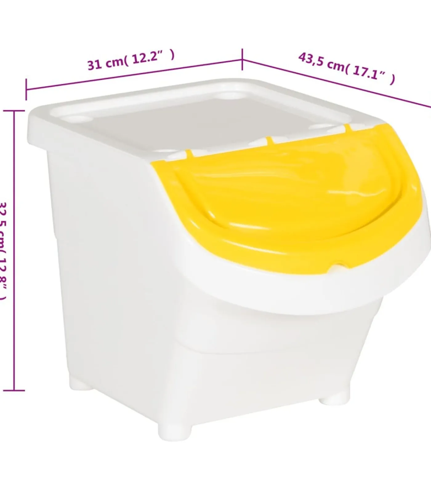 vidaXL Afvalbakken met deksels stapelbaar 3 st PP 78 L wit