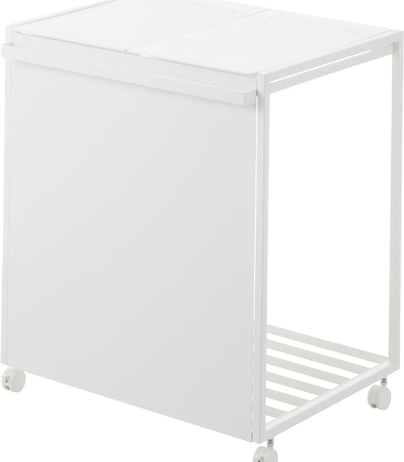 YAMAZAKI Afvalscheidingsprullenbak met wielen - 2 comp - Tower - Wit