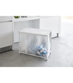 YAMAZAKI Afvalscheidingsprullenbak met wielen - 3 comp - Tower - Wit