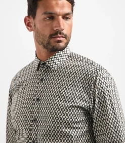 Hot Allover geprint stretchhemd in wyberdessin Heren Hemden