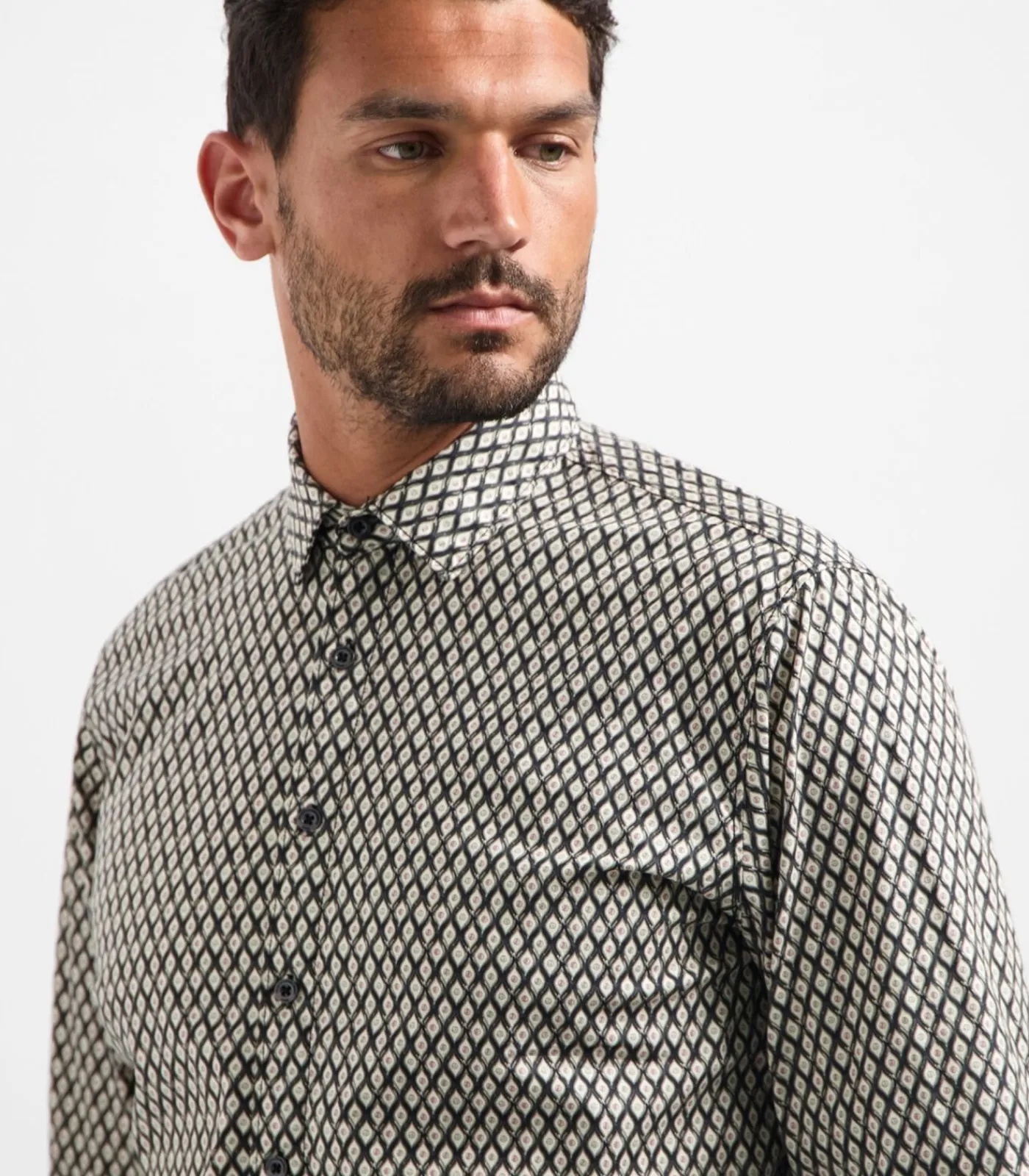 Hot Allover geprint stretchhemd in wyberdessin Heren Hemden