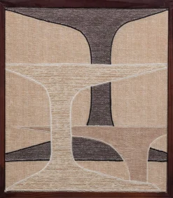 WOOOD Anno Wanddeco - Katoen/Hout - Naturel/Bruin - 90x60x10