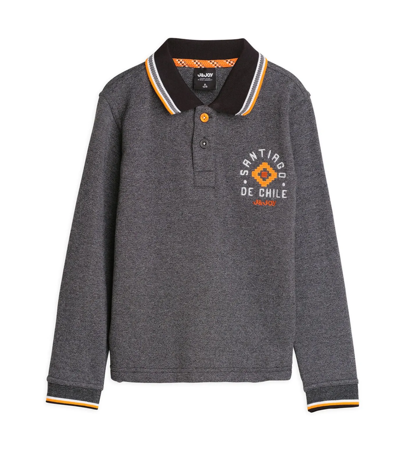 Kinderen J&JOY Antracietkleurige polo voor jongens met Santiago-logo op de rug