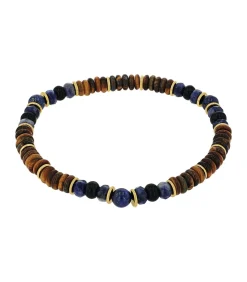 Sale Armband voor mannen, roestvrij staal, lapis, synthetische edelsteen, agaat, tijgeroog Heren Armbanden