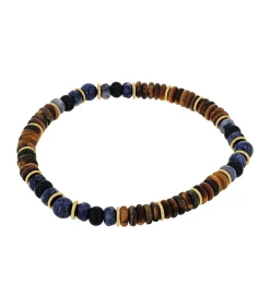 Sale Armband voor mannen, roestvrij staal, lapis, synthetische edelsteen, agaat, tijgeroog Heren Armbanden