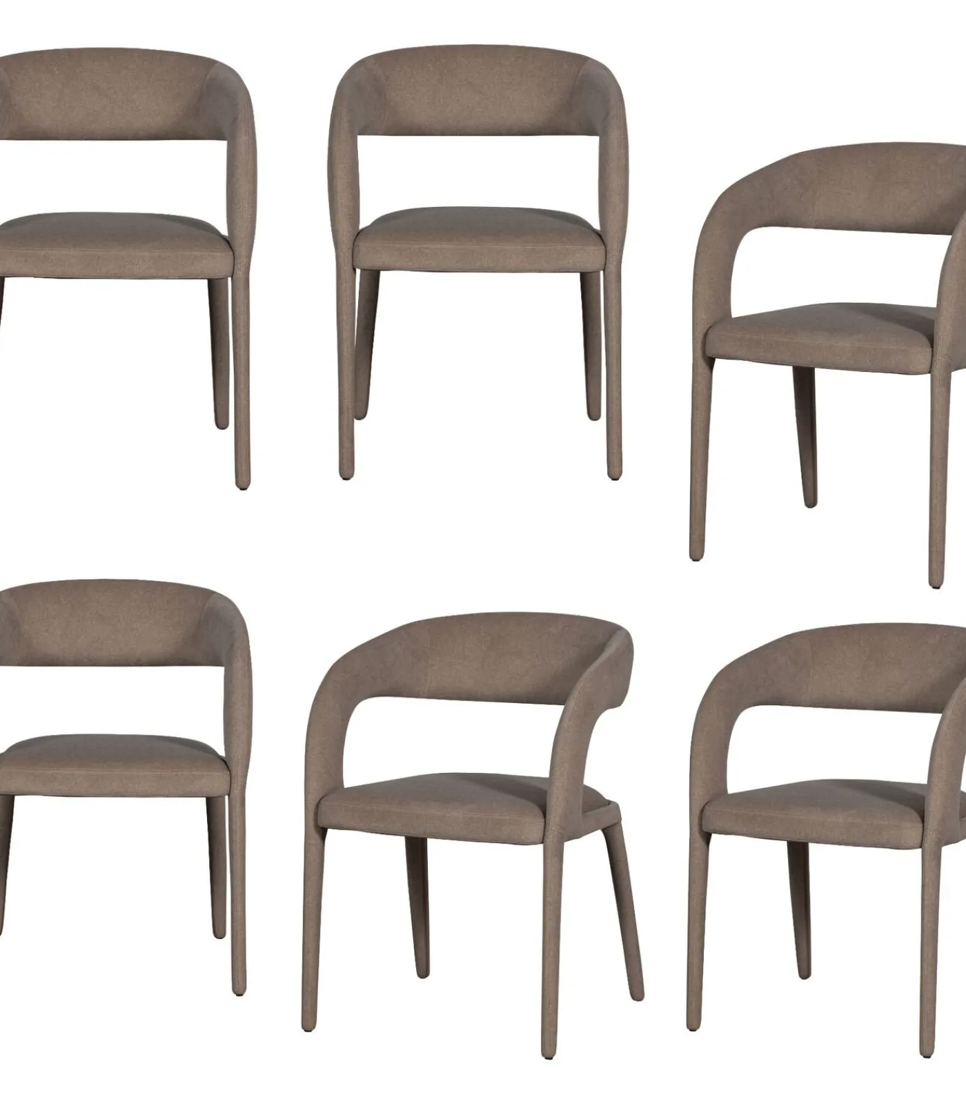 Online Arms Eetkamerstoelen - Polyester - Bruin - Set van 6 Stoelen