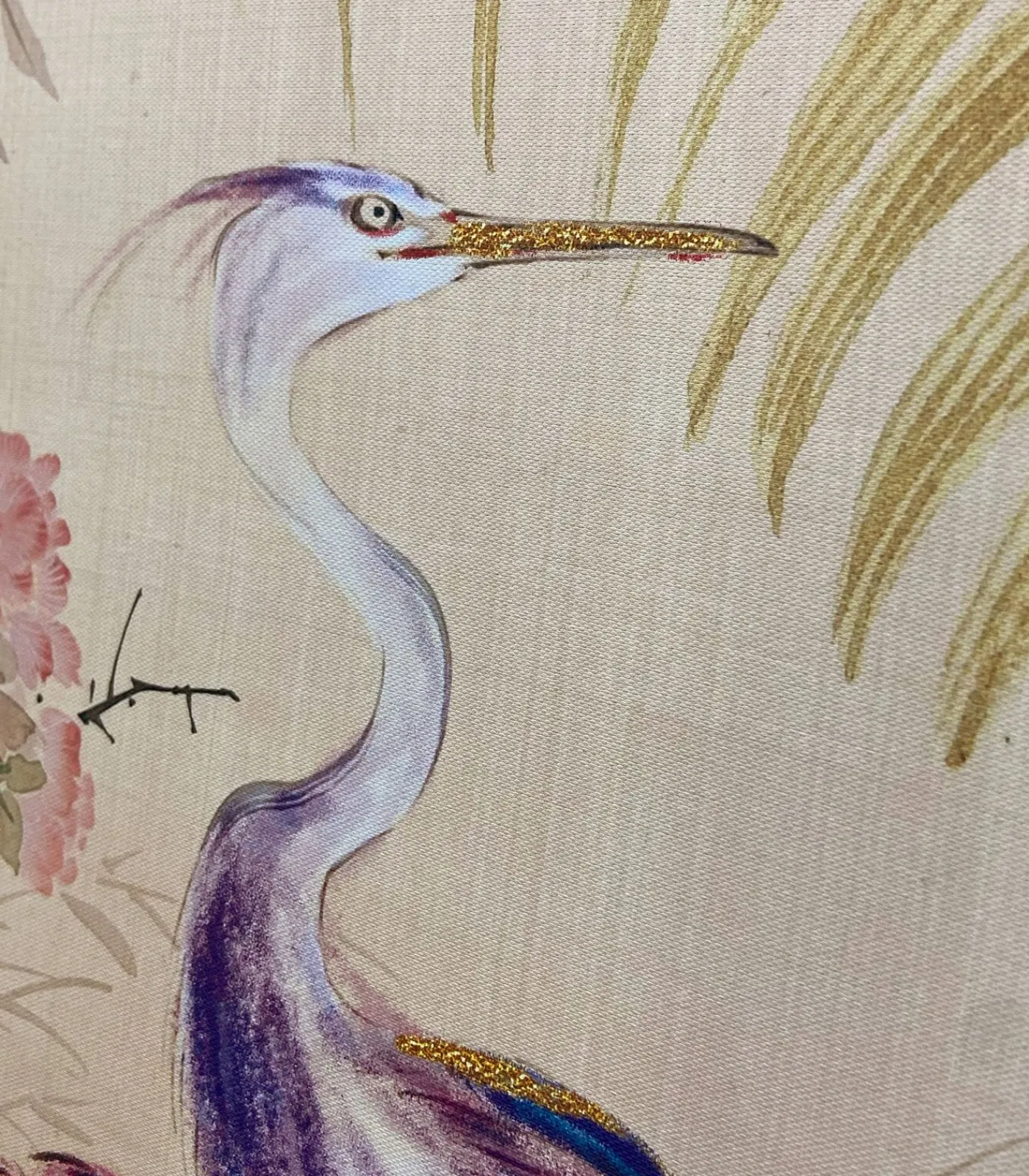 Art for the Home Canvas - Reigers tussen Bloemen Japanse stijl - 100x54