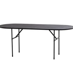 WOOOD Arthur Eettafel Ovaal Met H-Poot - Eikenhout - Zwart - 75x220x90