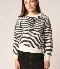 Kinderen Deeluxe ASTRID - Meisjes zebraprint trui van warm en comfortabel breisel
