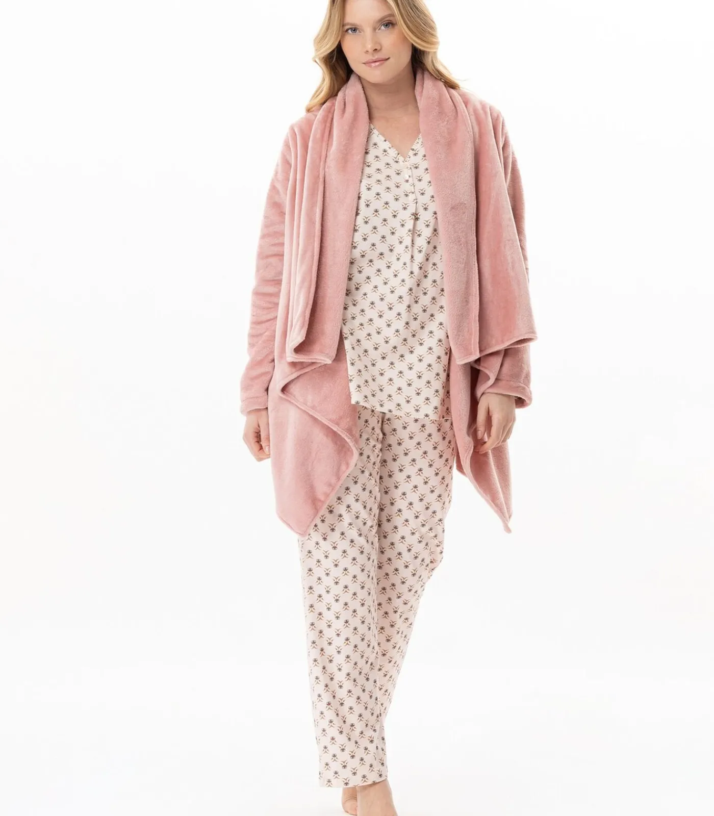 Clearance Asymmetrische jas van flanellen pluche ESSENTIEL 179 DAMES Loungewear