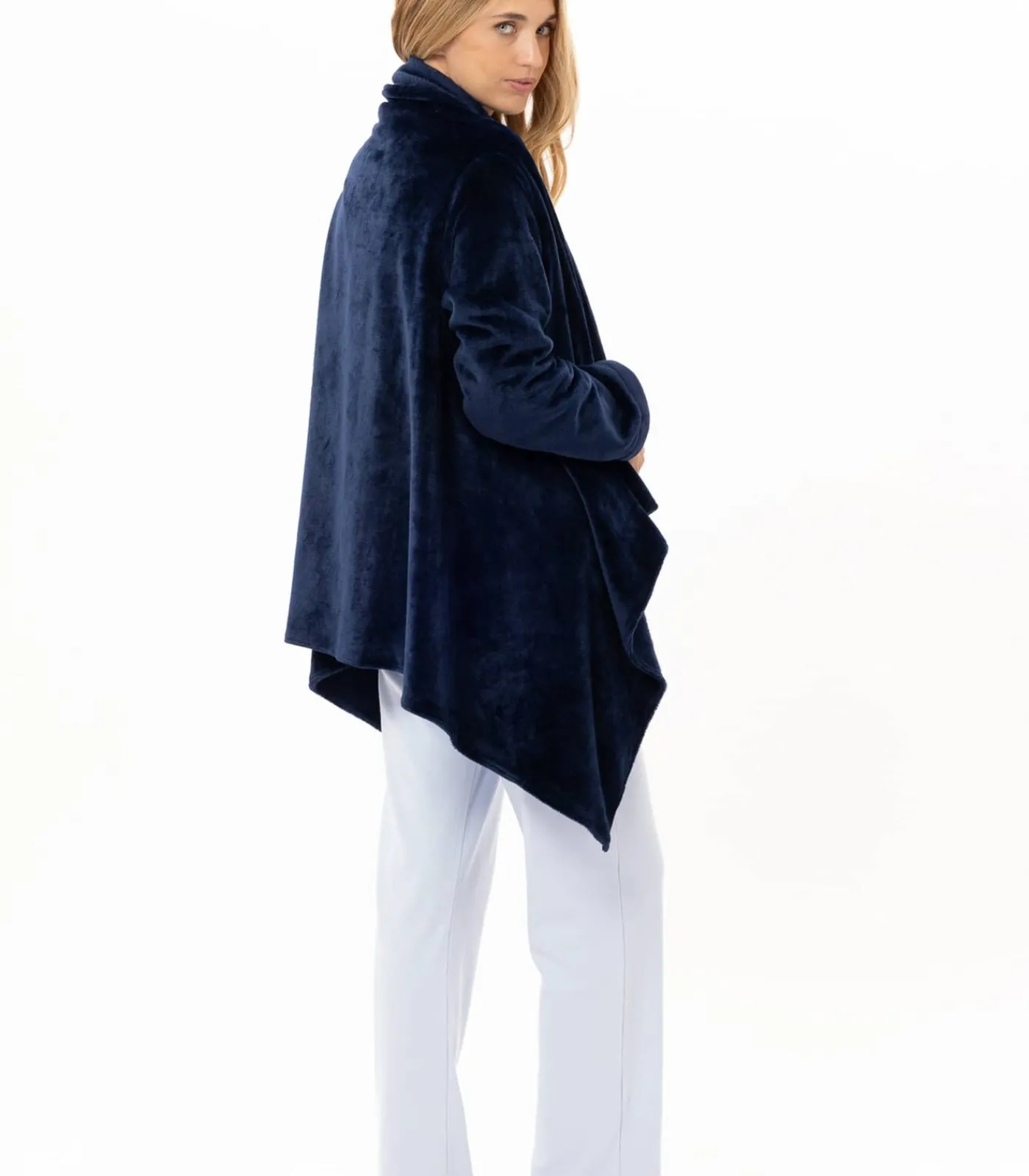 Clearance Asymmetrische jas van flanellen pluche ESSENTIEL 179 DAMES Loungewear