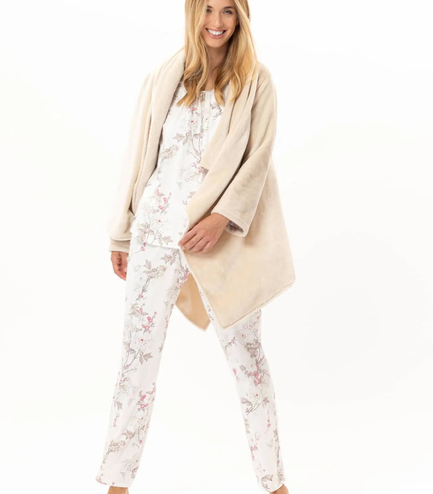 Sale Asymmetrische jas van flanellen pluche ESSENTIEL 179 DAMES Loungewear