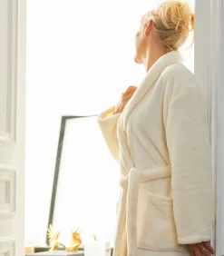 Best ATHENA Ivoire - Badjas unisex microvezel DAMES Badjassen