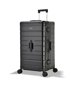 New Athens Aluminium Trunk Koffer 4 Wielen Zwarte Trolleys
