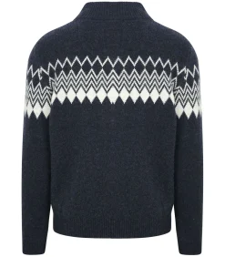 Heren Suitable Avery Nordic Half Zip Trui Wolblend Navy