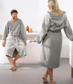DAMES Mood!t Badjas Reese, Zilver - XXL - Unisex - Katoen/Polyester