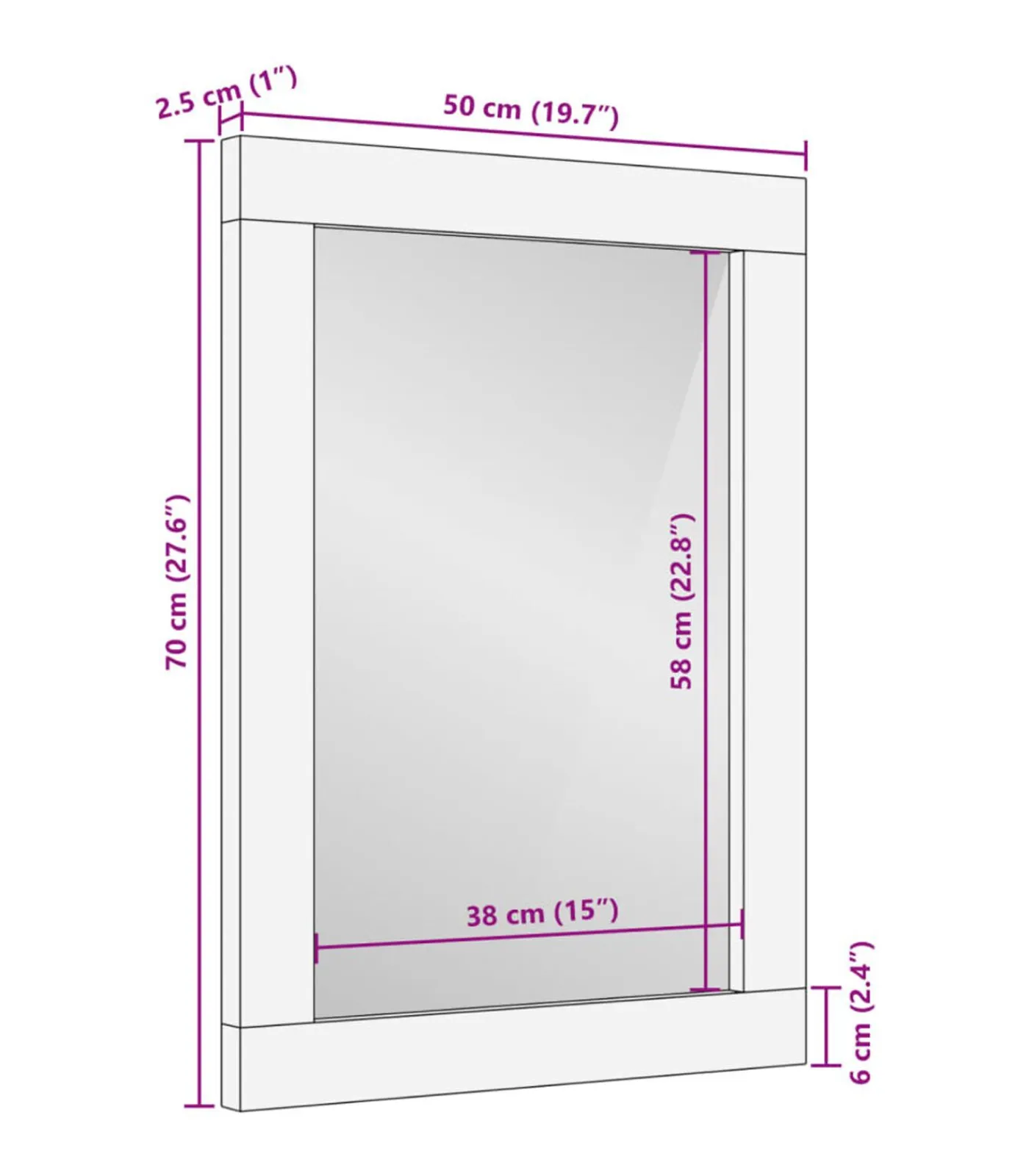 vidaXL Badkamerspiegel 50x70x2,5 cm massief mangohout en glas