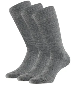 Badstof zool - Merinowollen Sokken - 3 paar - Grey Melange Heren Sokken
