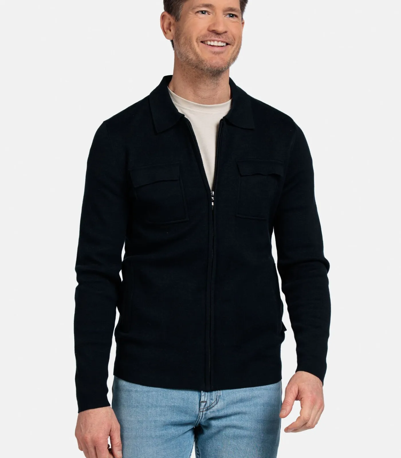 Heren Baileys Gebreid Vest met Rits – Navy