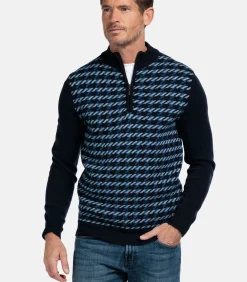 Online lamswollen trui - Blauw Heren Truien & Cardigans