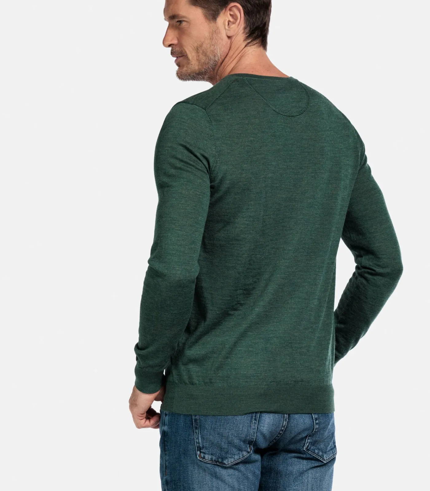 Heren Baileys Merino Wol V-hals Trui – Donkergroen