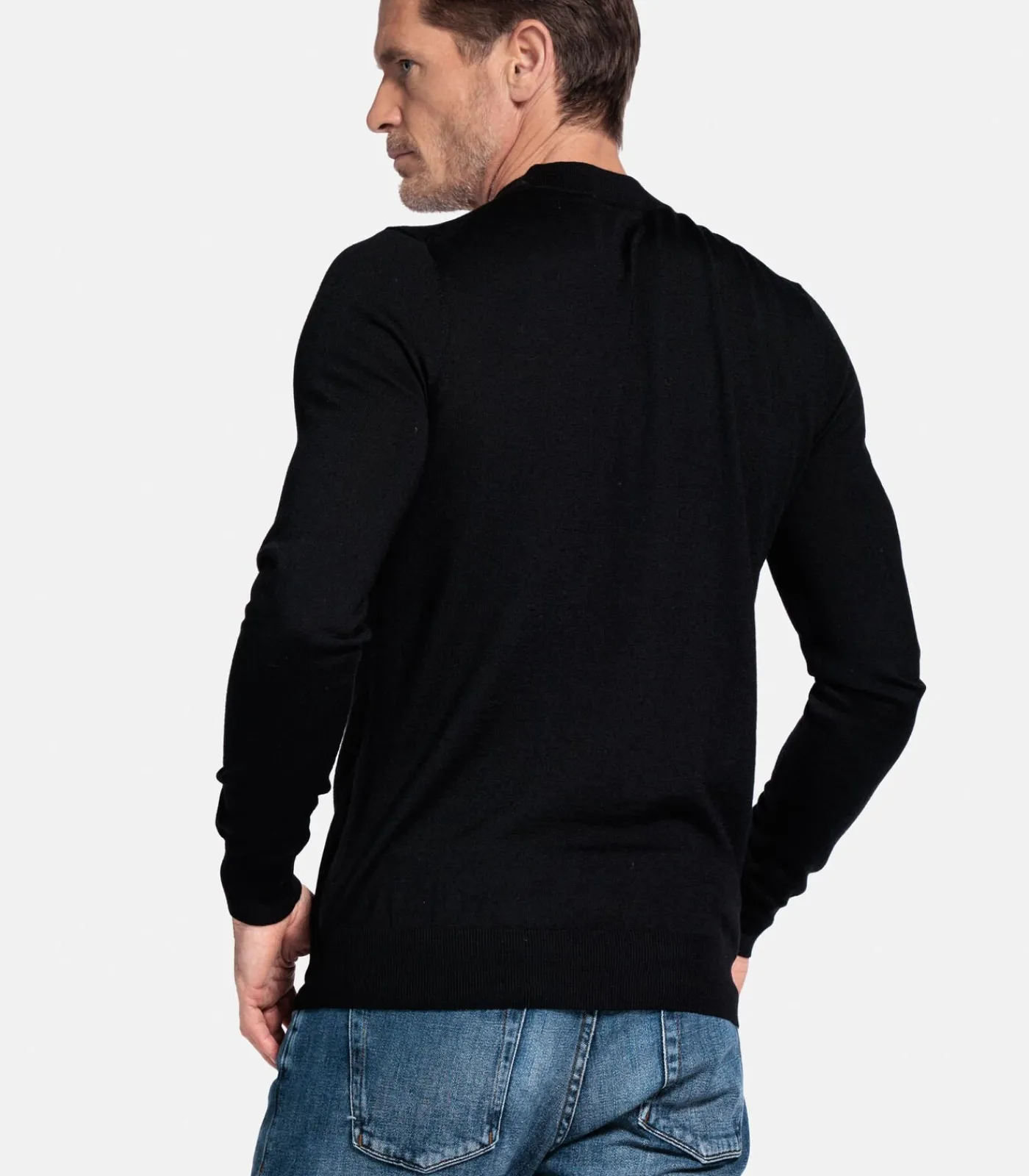 Heren Baileys merinowollen pullover - Zwart