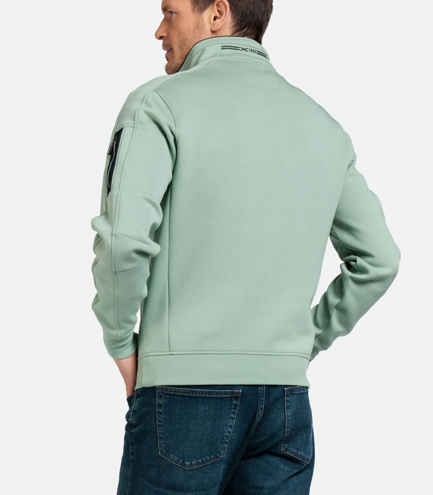 New Sweater met Halve Rits – Misty Groen Heren Truien & Cardigans