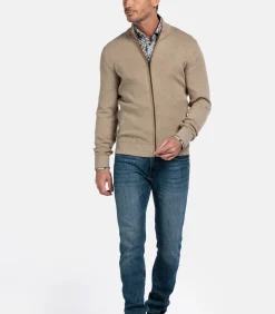 two-tone vest - Camel Heren Truien & Cardigans