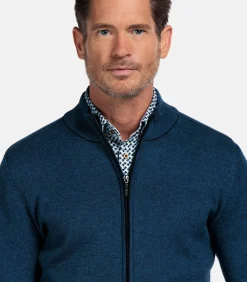 two-tone vest - Middenblauw Heren Truien & Cardigans