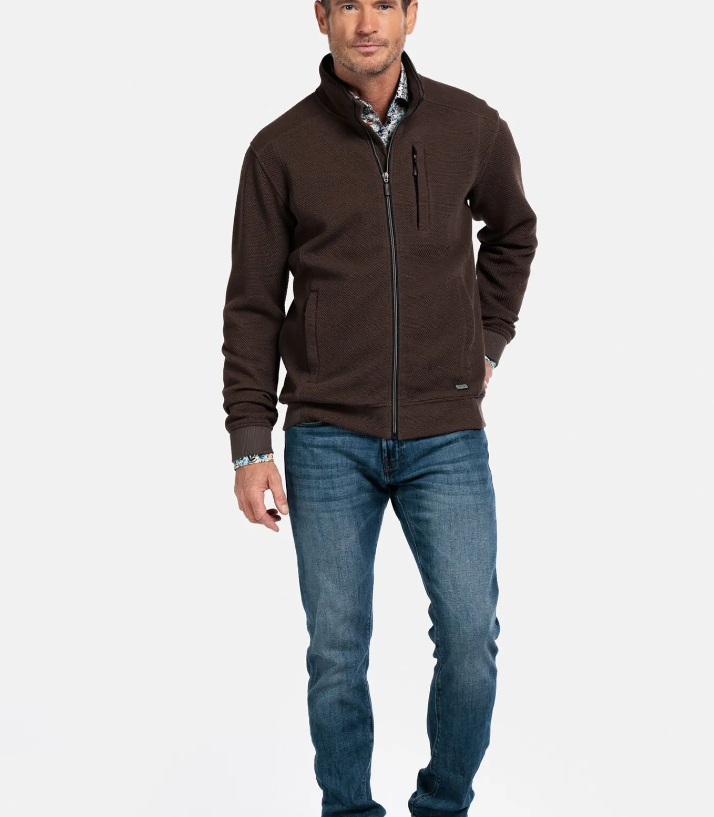 Hot Vest met Structuur – Donker Taupe Heren Truien & Cardigans