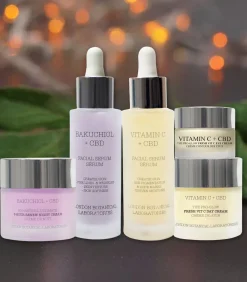 London Botanical laboratories Bakuchiol Serum, Vitamine C Serum, Vitamine C dagcrème, Bakuchiol Nachtcrème, Vitamine C oog