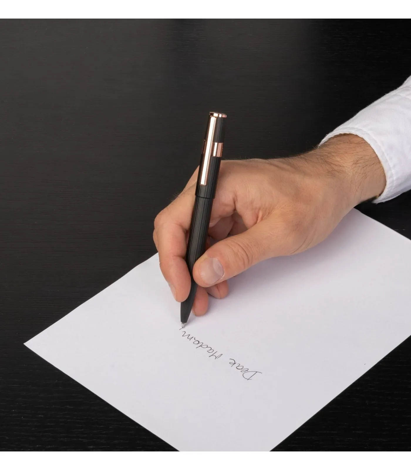 Hugo Boss Balpen Gear Pinstripe Black / Rosegold