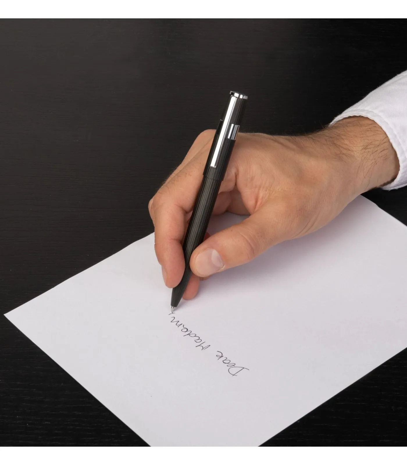 Hugo Boss Balpen Gear Pinstripe Black / Chrome