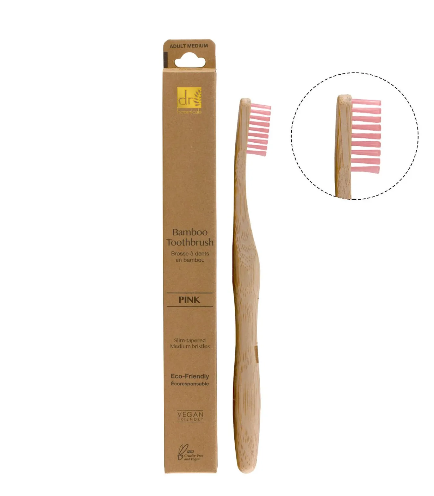 Dr Botanicals Bamboe Tandenborstel - Roze