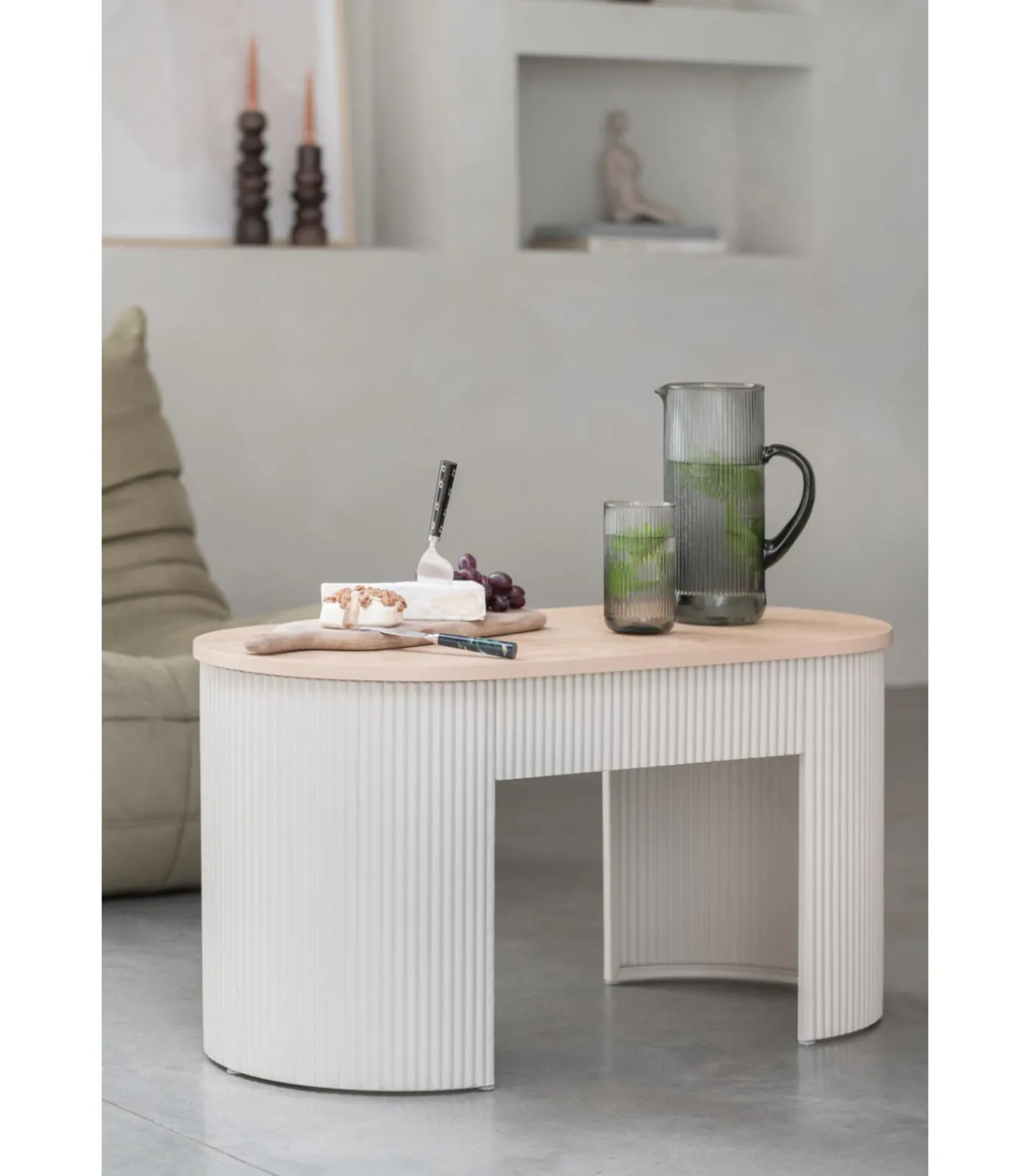 Bank Estriado - Grijs - 80x40x42cm Zetels