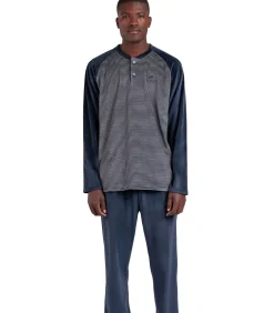Heren ADMAS Basic Pyjama fluwelen outfit broek top lange mouwen