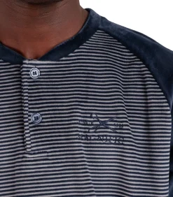 Heren ADMAS Basic Pyjama fluwelen outfit broek top lange mouwen