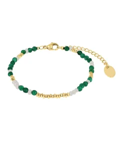 DAMES s.Oliver Bead Armband voor dames, roestvrij staal, gekweekte zoetwaterparel, kattenoog